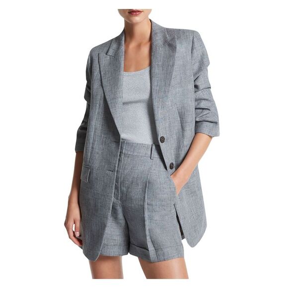 NWT MICHAEL KORS COLLECTION Womens Gray Lined Elbow Sleeves Blazer Jacket 6